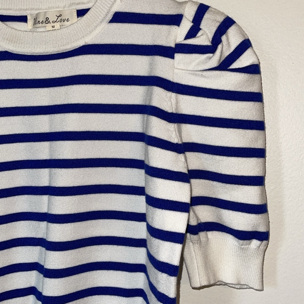 🌹NWOT:VINE & LOVE PUUFED SHORT SLEEVES KNIT SWEATER - Picture 4 of 7